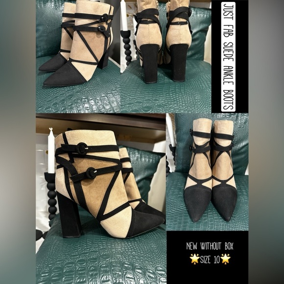 NWOB-Just Fab Suede Ankle Boots - Picture 1 of 6